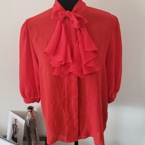 Vintage red blouse with necktie